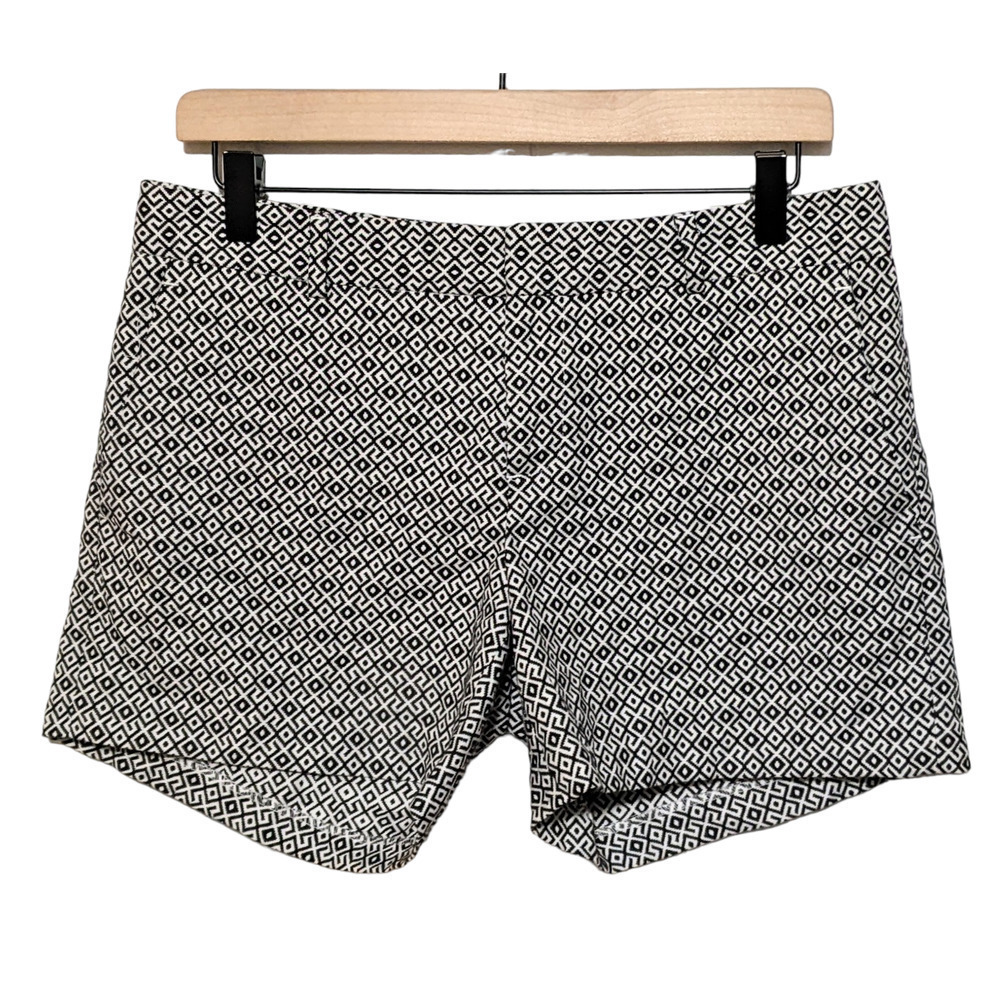 Banana Republic Hampton Shorts Womens Size 4 Black White Geometric Print Pockets